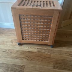 Wooden Laundry Hamper on Wheels as New