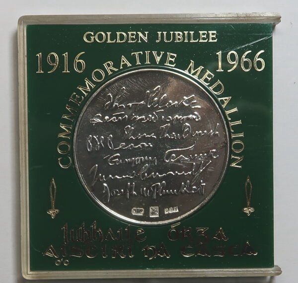 Easter Rising Commemorative Silver Medallion 1916 1966. In Case Of Issue. 33.5 Grms Approx. 0.925 Silver Made By O Connor, Jewellers Dublin.