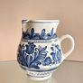 Vintage Blue & Cream Pottery Water Pitcher Jug, Korond, Transylvania Image 8