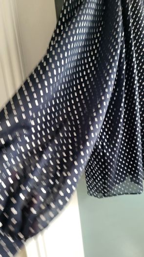 M&S navy layered high neck polka dot blouse Sz 16