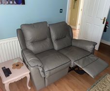 Grey Leather Recliner Sofa