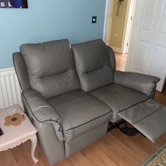 Grey Leather Recliner Sofa