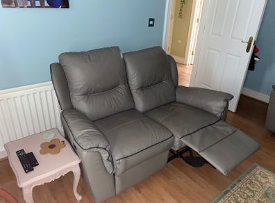 Grey Leather Recliner Sofa