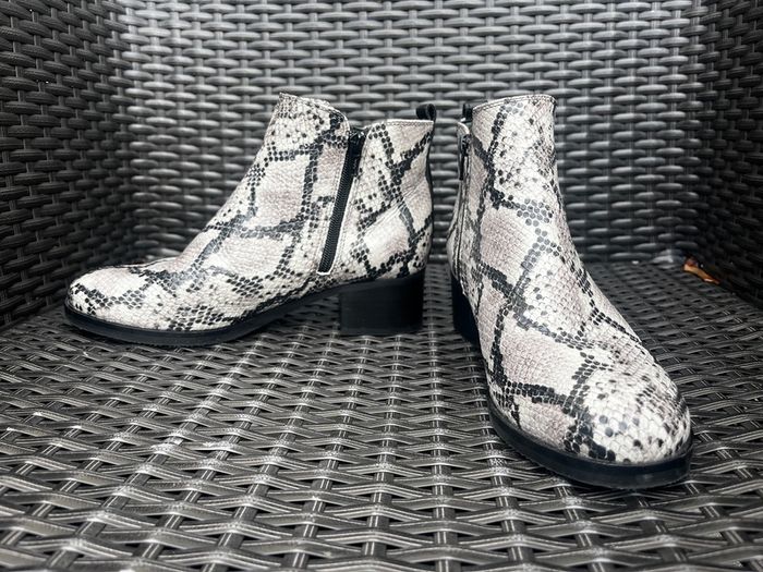 Clarks snake print boots