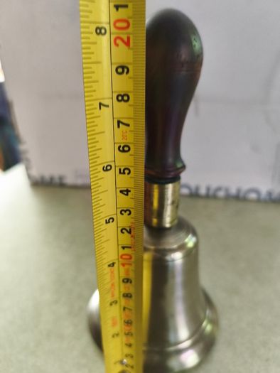 Antique Brass School Bell With Wood Handle
