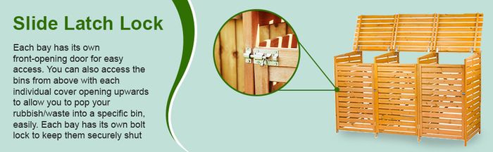 Wheelie Bin Storage  3 Bays - Natural