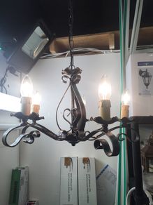 5 Lamp Black Iron Look Metal Ceiling Light