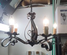 5 Lamp Black Iron Look Metal Ceiling Light