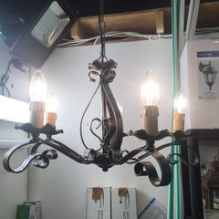 5 Lamp Black Iron Look Metal Ceiling Light