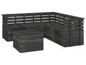 6 Piece Garden Pallet Lounge Set Solid Pinewood Dark Grey