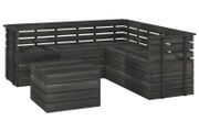 6 Piece Garden Pallet Lounge Set Solid Pinewood Dark Grey
