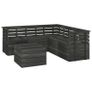 6 Piece Garden Pallet Lounge Set Solid Pinewood Dark Grey Image 5