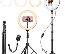 12" Ring Light with Tripod Stand, 63" Extendable, 3 Light Modes & 10 Brightness Levels, LED Selfie Light with Remote Control for TikTok, YouTube, Live Streaming, Photography