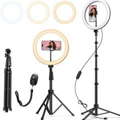 12" Ring Light with Tripod Stand, 63" Extendable, 3 Light Modes & 10 Brightness Levels, LED Selfie Light with Remote Control for TikTok, YouTube, Live Streaming, Photography