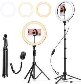 12" Ring Light with Tripod Stand, 63" Extendable, 3 Light Modes & 10 Brightness Levels, LED Selfie Light with Remote Control for TikTok, YouTube, Live Streaming, Photography