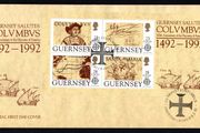 1992 Guernsey Europa 500th Anniversary of Discovery of America by Columbus Commemorative Stamps Miniature Sheet Official First Day Cover (FDC)