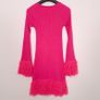 ASOS Hot Pink Fuchsia Ribbed Knit Mini Dress Feather Trim 10UK/38EU Image 7