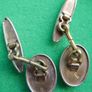 Antique Cufflinks engraved design, antique. Oval fronts  gilt,  c1900. Image 8