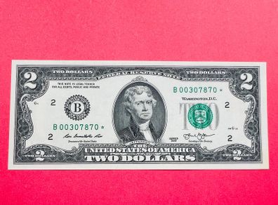 United States  ( Usa ) 2 Dollars  2013  LOW SERIAL NUMBER. STAR   Replacement  Letter. ( B 2 ) New  York ( Uncirculated )