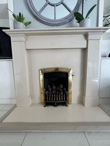 Stone Fireplace Surround, Hearth and Flavel Caress Gas Fire Complete Set