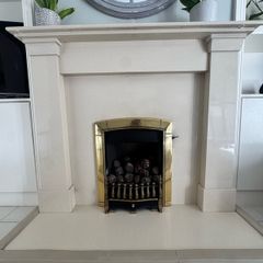 Stone Fireplace Surround, Hearth and Flavel Caress Gas Fire Complete Set
