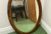 Oval Oak-Framed Bevelled Mirror
