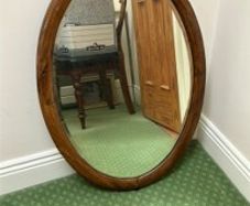 Oval Oak-Framed Bevelled Mirror