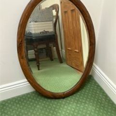 Oval Oak-Framed Bevelled Mirror