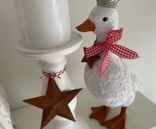 ShabbyChic Set of 2 items Candle Holder with light up  candle and Duck brand new but had work done ..Can sell separately if interested!!