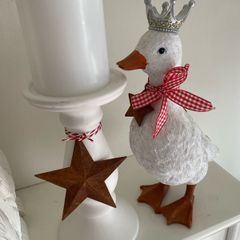 ShabbyChic Set of 2 items Candle Holder with light up  candle and Duck brand new but had work done ..Can sell separately if interested!!