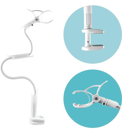 Twist Black/White | Universal Baby Monitor Holder | Secure with Straps & Clamp to Furniture | No Drilling Required | Flexible Baby Camera Mount | Baby Monitor Shelf