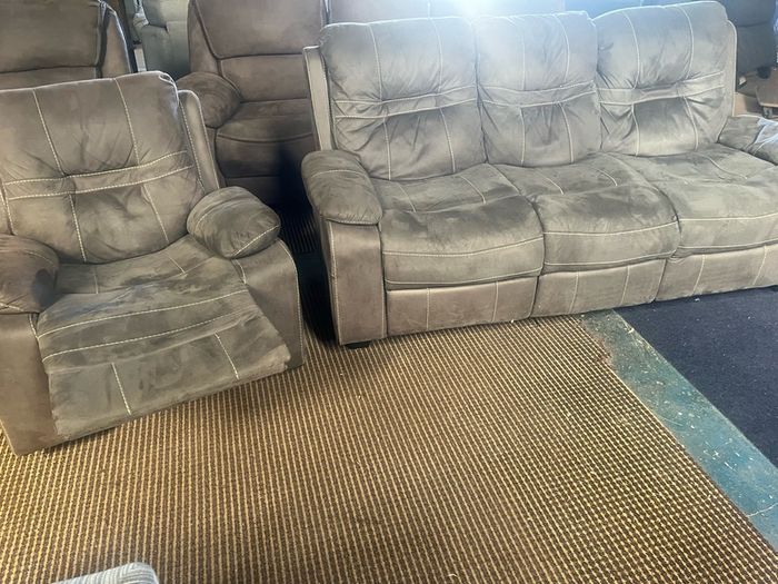 Grey 3+1+1 recliner sofa set couch