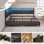 Sofa Bed with 2 Drawers and USB Charging Station with LED Lighting and Metal Slatted Frame 140 x 200 cm Image 5