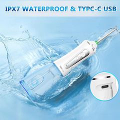 Water Flosser Professional Cordless Dental Oral Irrigator - 300ML Portable and Rechargeable IPX7 Waterproof 3 Modes Water Flosser with Cleanable Water Tank for Home and Travel, Braces & Bridges Care