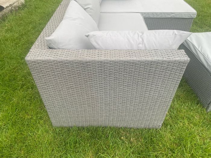 patio sofa, footstool, cushions & cover