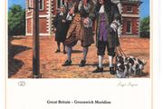 1984 Great Britain Limited Edition Lithographed Print measuring 333mm X 257mm showing Greenwich Meridian Commemorative stamps with First Day of Issue Cancel
