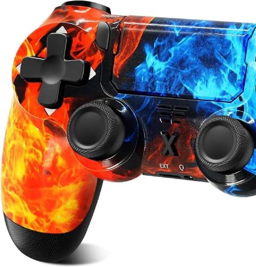 Wireless Controller for PS-4, Game Controller for PS-4/Pro/Slim/PC, Bluetooth Gamepad Joystick with Dual Vibration Touch Panel,Upgraded Six-Axis Sensor, 3.5mm Audio Jack (FIRE/ICE)