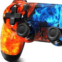 Wireless Controller for PS-4, Game Controller for PS-4/Pro/Slim/PC, Bluetooth Gamepad Joystick with Dual Vibration Touch Panel,Upgraded Six-Axis Sensor, 3.5mm Audio Jack (FIRE/ICE)
