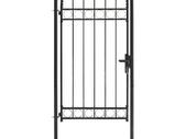 Fence  Gate with Arched Top Steel 100x250 cm Black