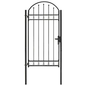Fence  Gate with Arched Top Steel 100x250 cm Black