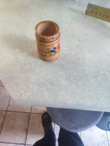 old french or swiss wooden match striker and holder