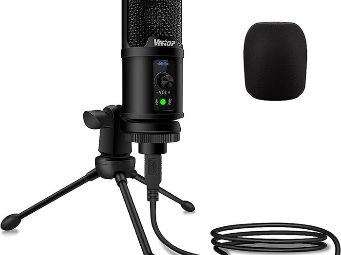 USB Microphone Metal Computer Condenser PC Mic for Gaming Podcasting Streaming Recording Voiceover YouTube Skype Twitch Zoom Cardioid with Tripod Compatible with Desktop Laptop Windows