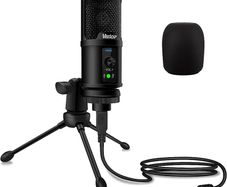 USB Microphone Metal Computer Condenser PC Mic for Gaming Podcasting Streaming Recording Voiceover YouTube Skype Twitch Zoom Cardioid with Tripod Compatible with Desktop Laptop Windows