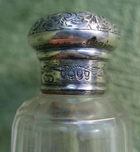 Antique Edwardian 1800s Set 5 Sterling Silver Cut Glass Vanity Pin Bottles Jars