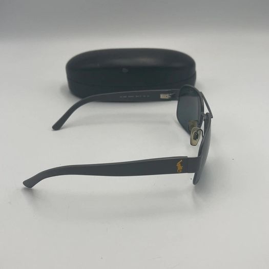 Polo Ralph Lauren Mens Polarized Pilot Sunglasses Black/Grey with Case