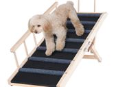 Dog Ramp, Folding Pet Ramp for Bed, Adjustable Dog Ramp for Small, Large, Old Dogs & Cats, Wooden Pet Ramp