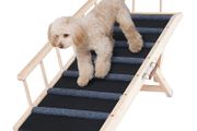 Dog Ramp, Folding Pet Ramp for Bed, Adjustable Dog Ramp for Small, Large, Old Dogs &amp; Cats, Wooden Pet Ramp