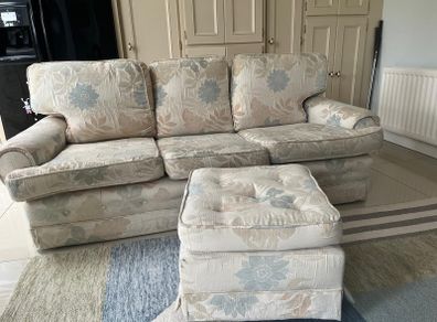 Three seater couch / sofa and matching footstool