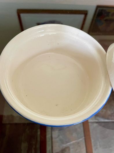 Vintage Ceramic Fosters Studio Pottery Cornwall Blue Sgraffito Butter Breakfast Dish