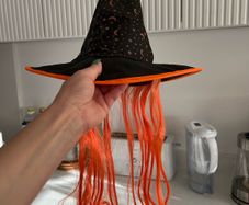 Halloween witch hat with hair